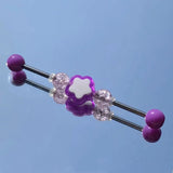Stainless Steel Industrial Piercing Barbell Multi-color Star Acrylic Beads 14G
