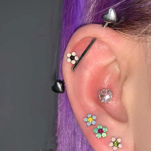 Heart Industrial Scaffold Ear Piercing 14g Barbell Earring