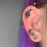 Heart Industrial Scaffold Ear Piercing 14g Barbell Earring
