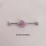 1PC Stainless Steel Industrial Piercing Rose Crystal Cartilage In The Ear