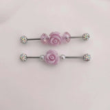 1PC Stainless Steel Industrial Piercing Rose Crystal Cartilage In The Ear