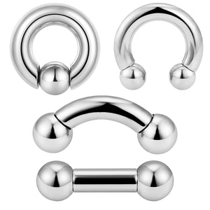 Stainless Steel Large Straight Barbell Big Gauge Horseshoe Ring