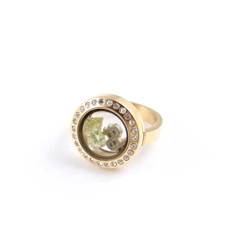 Stainless Steel Magnetic Floating Locket Ring 20mm for Women