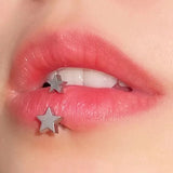 Star Lip Piercing Stainless Steel Vertical Labret Lip Ring 16g