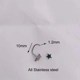 Star Lip Piercing Stainless Steel Vertical Labret Lip Ring 16g