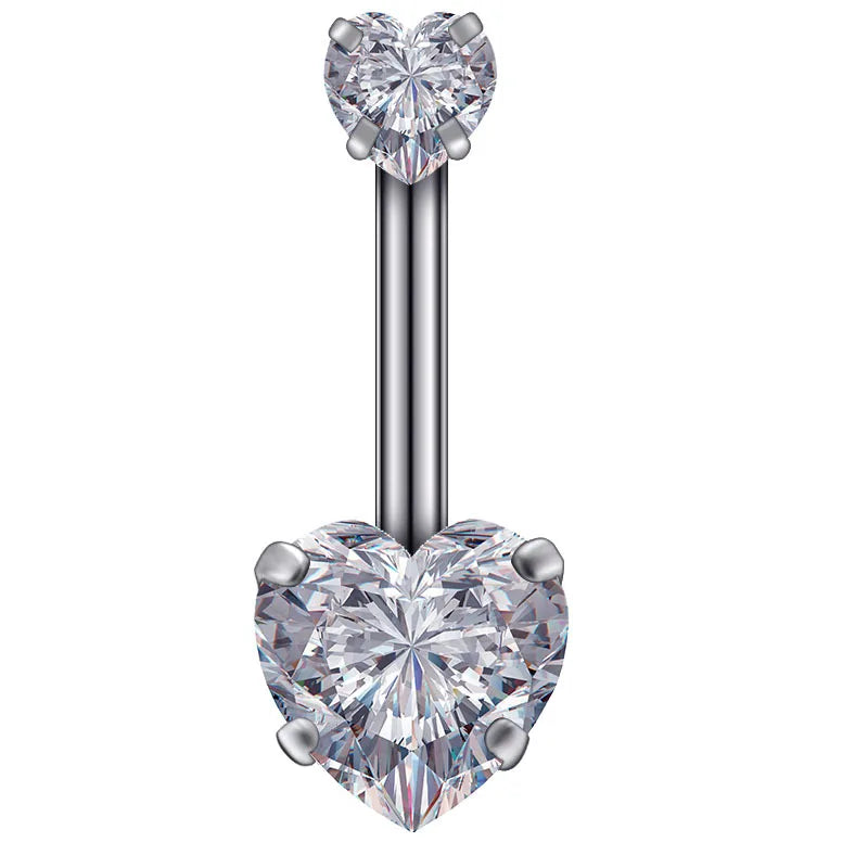 1PC Crystal Navel Belly Button Ring Heart Style Sexy Body Jewelry