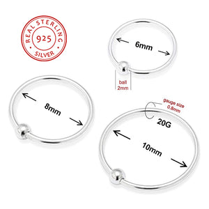 925 Silver CBR Nose Piercing Septum Ring 20G