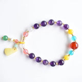 Stylish Amethysts Bracelet Crystals Charm Mineral Jewelry