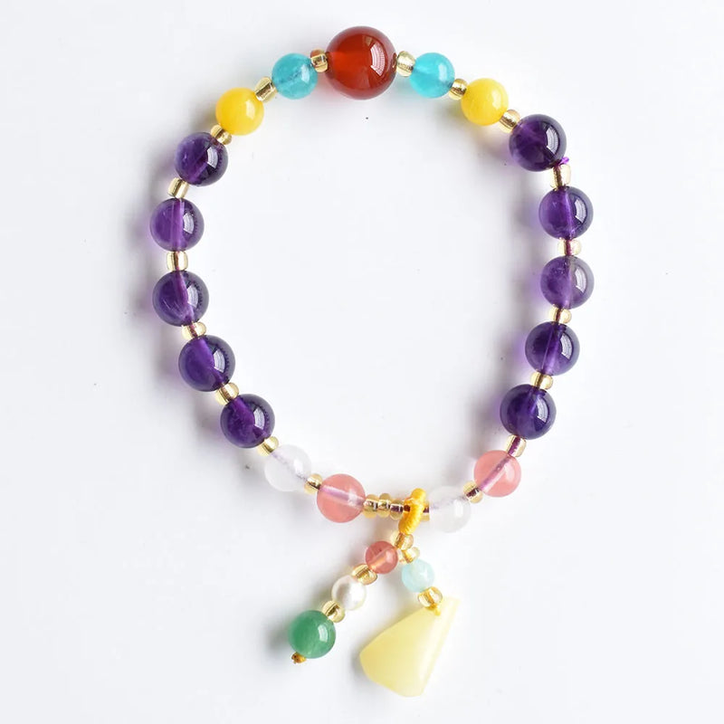 Stylish Amethysts Bracelet Crystals Charm Mineral Jewelry
