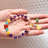 Stylish Amethysts Bracelet Crystals Charm Mineral Jewelry