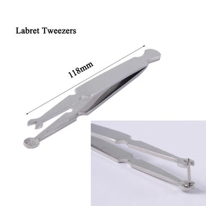 Surgical Steel Labret Bar Tweezers Clamp Forceps Lip Ring Holder