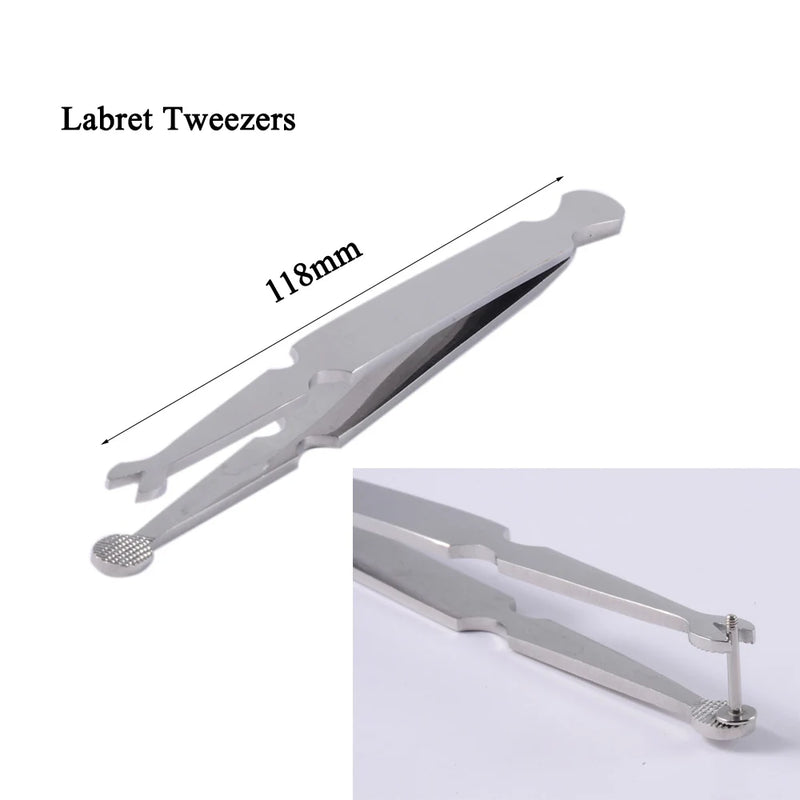 Surgical Steel Labret Bar Tweezers Clamp Forceps Lip Ring Holder