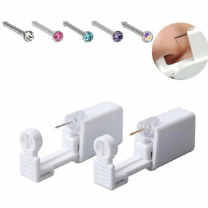 Disposable Surgical Steel Nose Piercing Gun with Crystal Studs