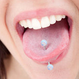 Surgical Steel Tongue Barbell Ring Opal Nipple Barbell Piercing