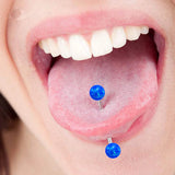 Surgical Steel Tongue Barbell Ring Opal Nipple Barbell Piercing