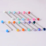 Surgical Steel Tongue Barbell Ring Opal Nipple Barbell Piercing