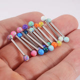 Surgical Steel Tongue Barbell Ring Opal Nipple Barbell Piercing