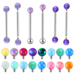 Surgical Steel Tongue Barbell Ring Opal Nipple Barbell Piercing
