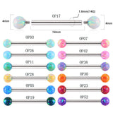 Surgical Steel Tongue Barbell Ring Opal Nipple Barbell Piercing