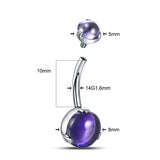 Titanium Opal Belly Button Rings Navel Earring CZ Bezel Belly Ring 14G