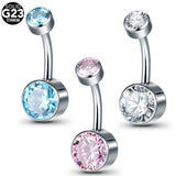 Titanium Opal Belly Button Rings Navel Earring CZ Bezel Belly Ring 14G