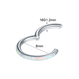 Titanium Opal Hinged Segment Hoop Ring 8mm