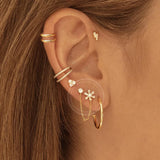 Stainless Steel Double Pierced Chain Earrings with Zircon Studs