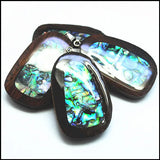 Vietnam rosewood wooden pendant with abalone shell - 28x45mm