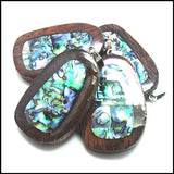 Vietnam rosewood wooden pendant with abalone shell - 28x45mm