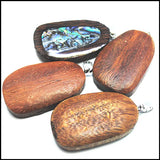 Vietnam rosewood wooden pendant with abalone shell - 28x45mm