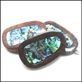 Vietnam rosewood wooden pendant with abalone shell - 28x45mm