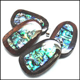 Vietnam rosewood wooden pendant with abalone shell - 28x45mm