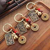 Vintage Chinese Zodiac Guardian God Keychain Cinnabar Gourd Car Pendant Buddha