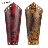 Vintage Faux Leather Bracers Lace Up Arm Cuff Spiderweb Steampunk Wristband Red