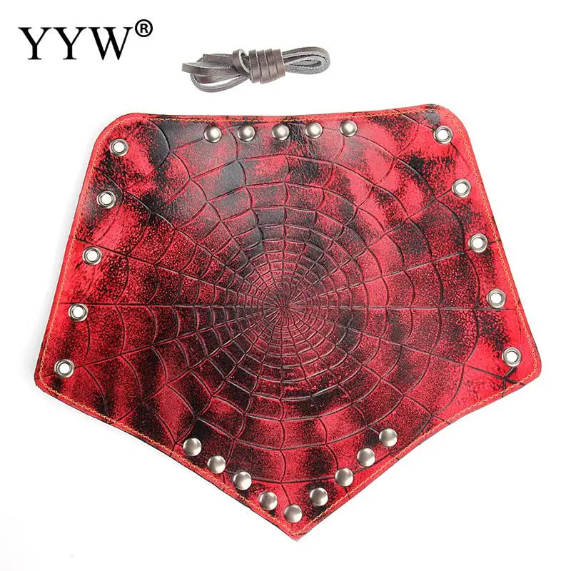 Vintage Faux Leather Bracers Lace Up Arm Cuff Spiderweb Steampunk Wristband Red