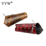 Vintage Faux Leather Bracers Lace Up Arm Cuff Spiderweb Steampunk Wristband Red