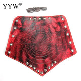 Vintage Faux Leather Bracers Lace Up Arm Cuff Spiderweb Steampunk Wristband Red