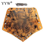 Vintage Faux Leather Bracers Lace Up Arm Cuff Spiderweb Steampunk Wristband Red