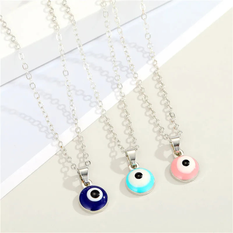 Vintage Ethnic Round Turkey Evil Eye Necklace Eye Pendant Choker Chain