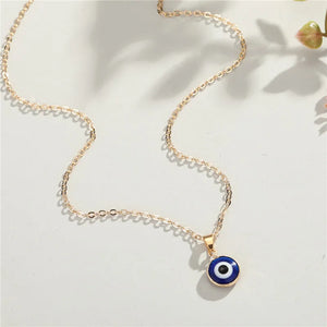 Vintage Ethnic Round Turkey Evil Eye Necklace Eye Pendant Choker Chain