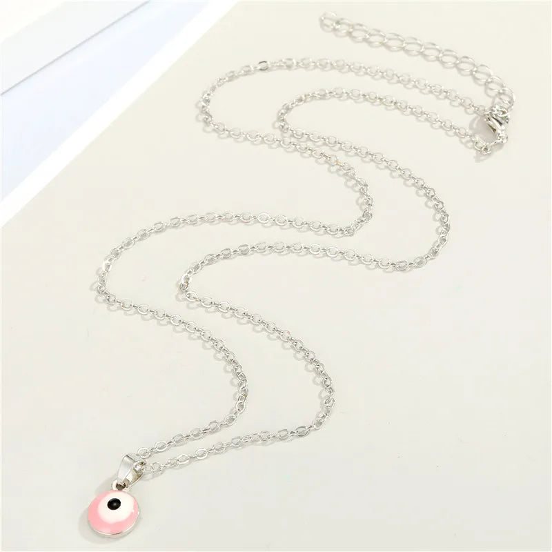 Vintage Ethnic Round Turkey Evil Eye Necklace Eye Pendant Choker Chain