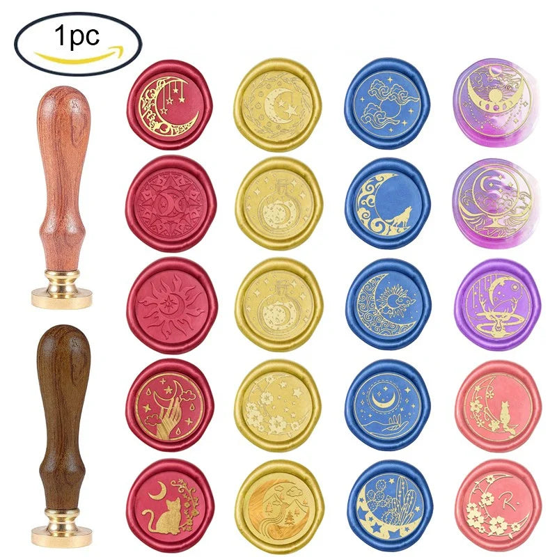 Vintage Wax Sealing Stamps Alphabet Retro 25mm Brass Head Wooden Handle