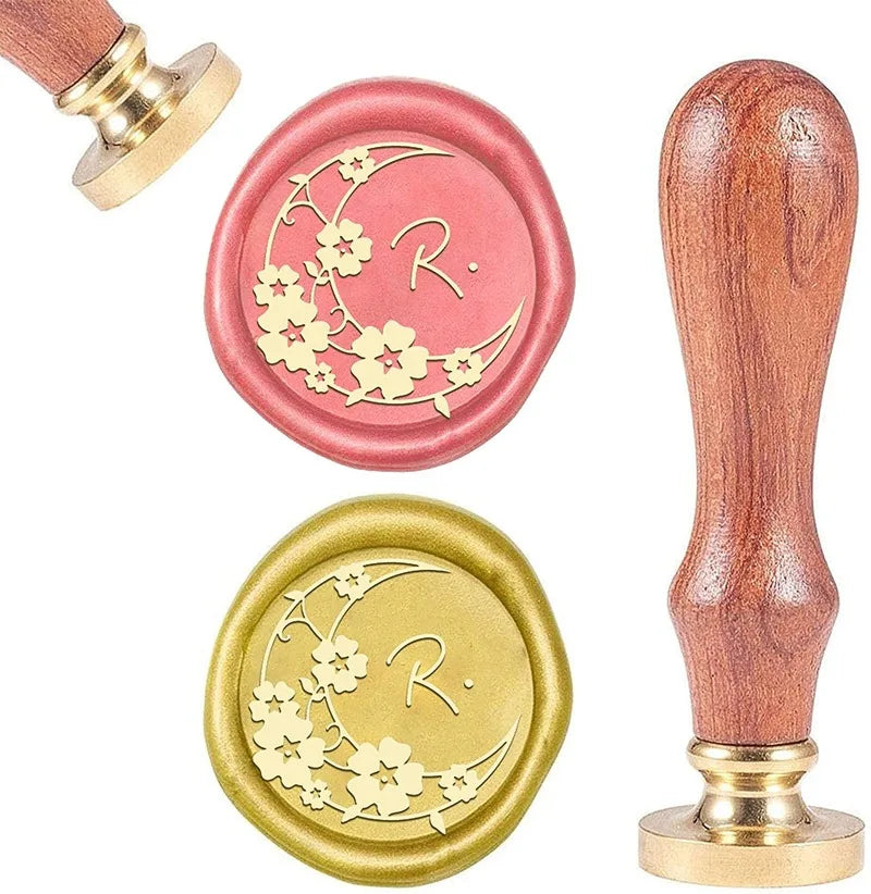 Vintage Wax Sealing Stamps Alphabet Retro 25mm Brass Head Wooden Handle