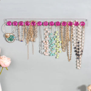 Wall Organizer Jewelry Rack with Round Ball Hooks for Necklace Bracelets