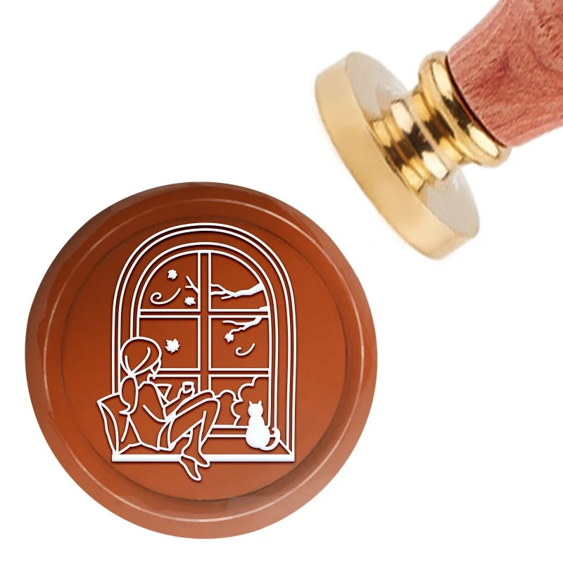 Autumn Cat Wax Seal Stamp 30mm for Invitations Cards Gift Wrap