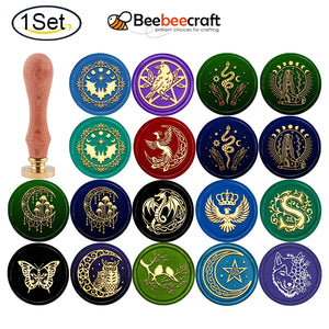 Moon Star Wax Seal Stamp Kit Removable Retro Brass Head Stamp for Envelopes