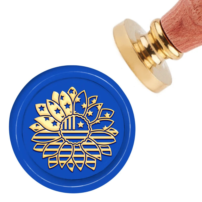 1PC Wax Seal Stamp Sunflower 30mm Removable Brass Head Sealing Stamp