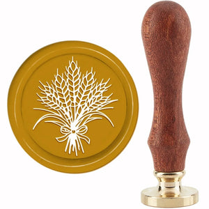 Wheat Wax Seal Stamp Bouquet Vintage 30mm Wood Stamp for Wedding Invitations