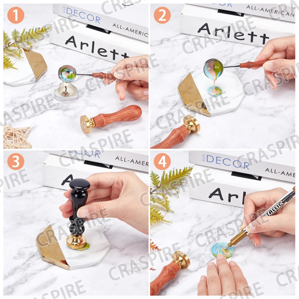 Wheat Wax Seal Stamp Bouquet Vintage 30mm Wood Stamp for Wedding Invitations
