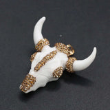 Bull Bone Pendant with Crystal Rhinestone for DIY Necklace Making